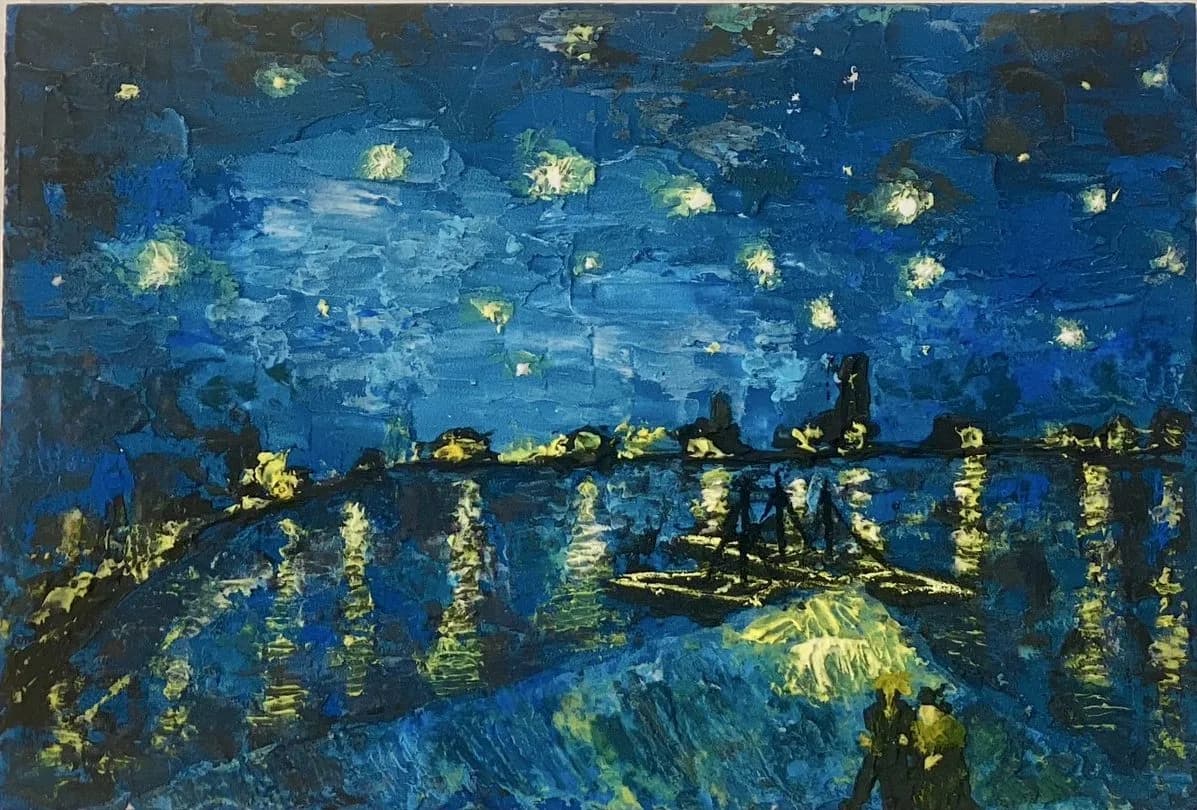 Textured Art The starry night over the rhone /n