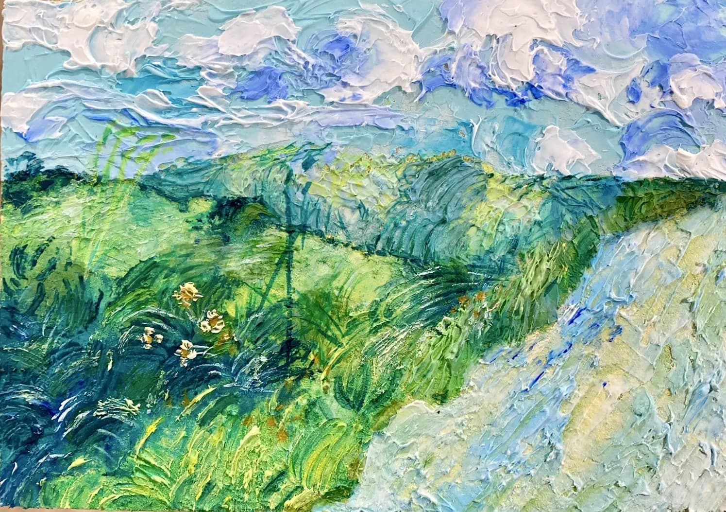 Textured art Van Gogh wheat field /u