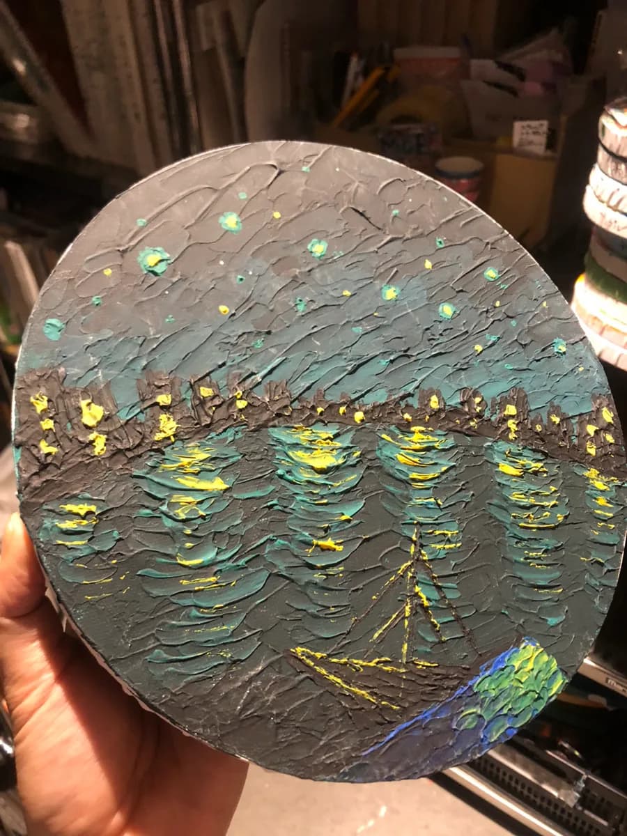 Textured art - Van gogh The starry night over the rhone /u