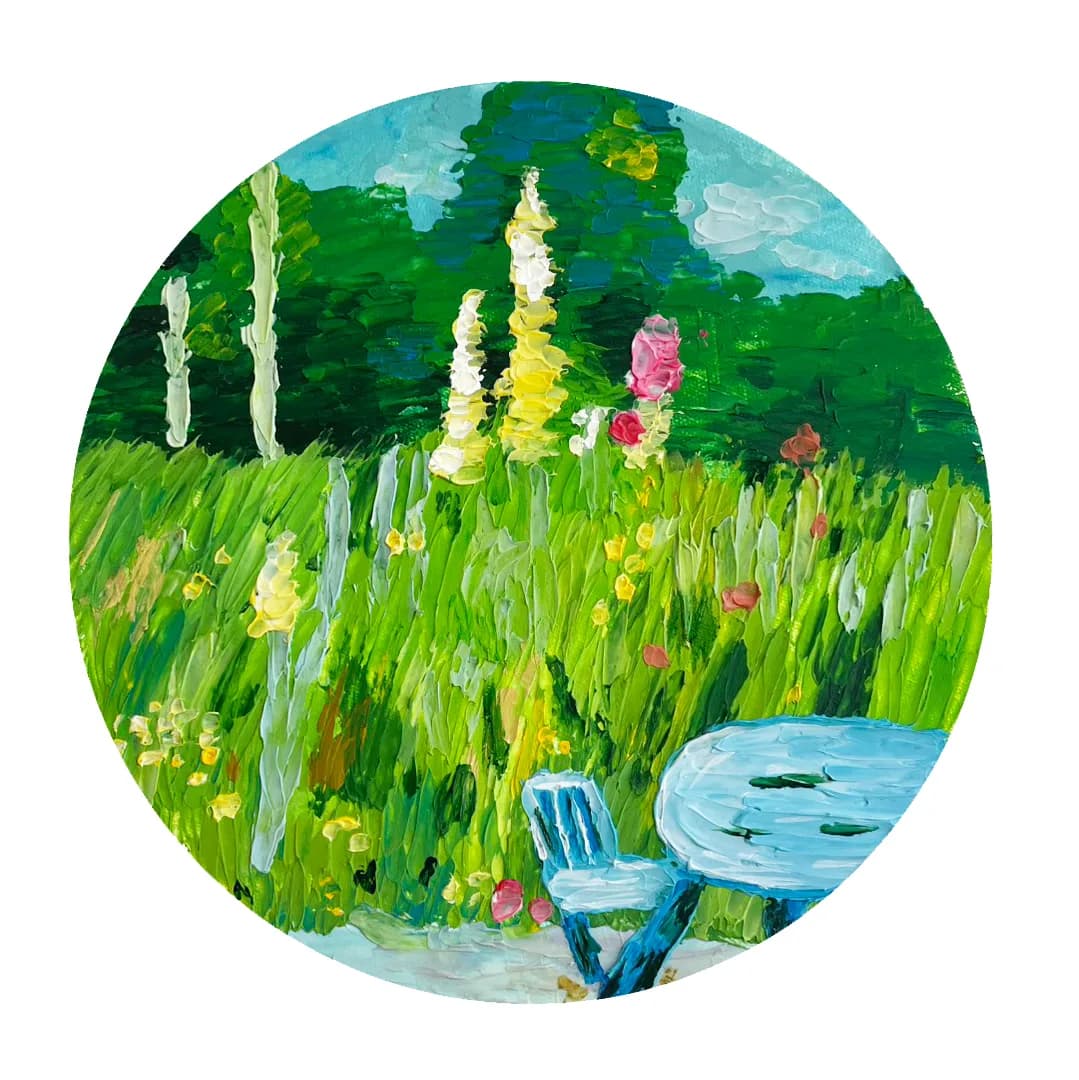 Textured art - Hollyhocks /u