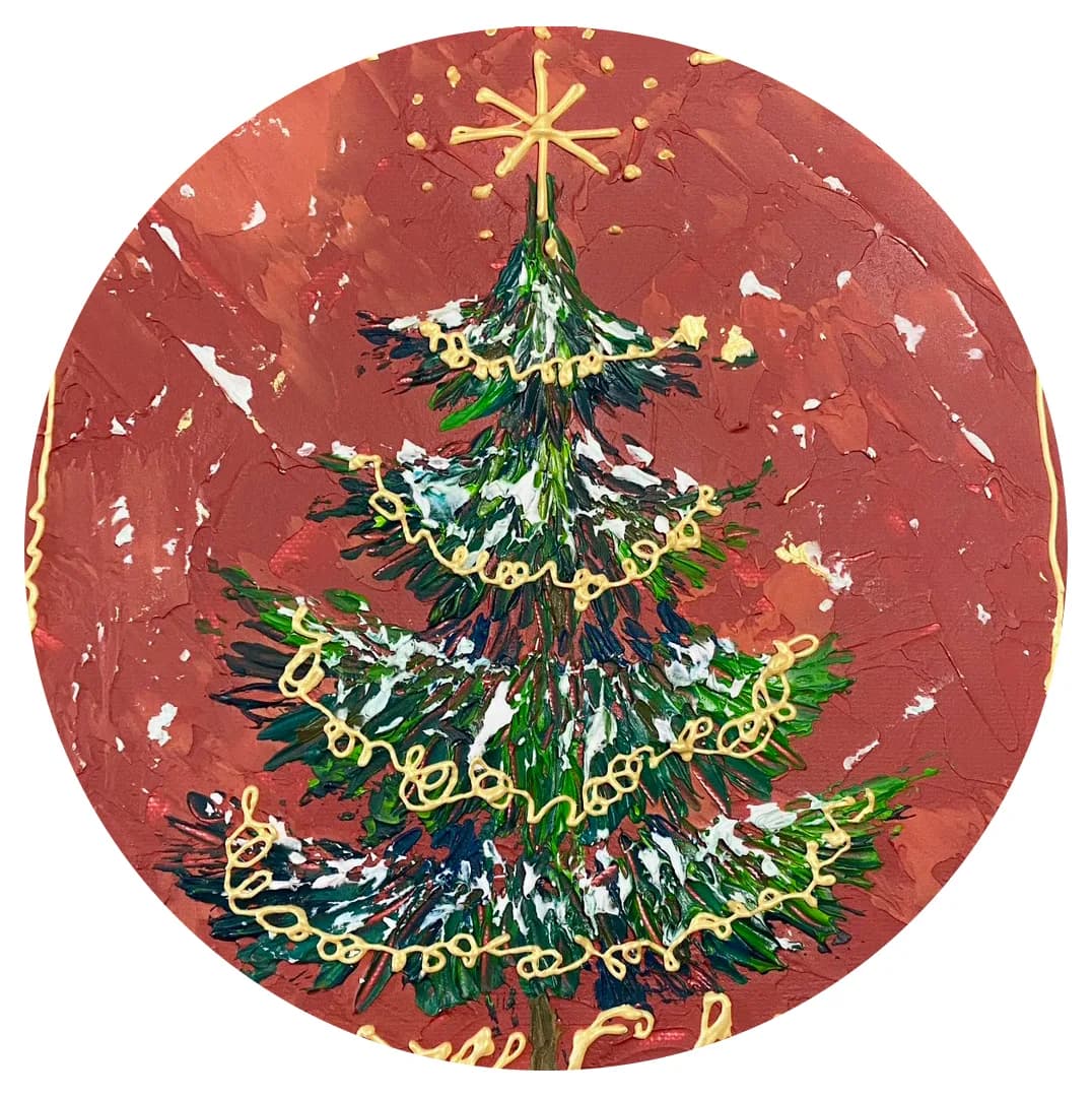Textured Art Christmas tree w/ gold ornament /u
